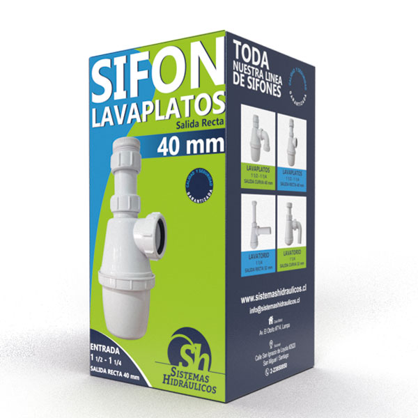 SIFÓN LAVAPLATOS SALIDA RECTA 32mm