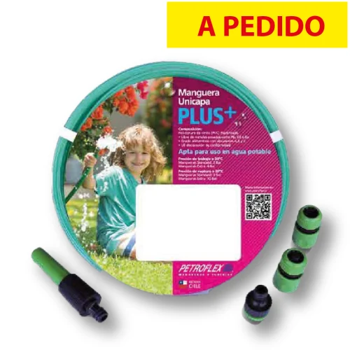 SET MANGUERAS ESTRIADA BICOLOR PLUS + CON ACCESORIOS - 1/2" 10m